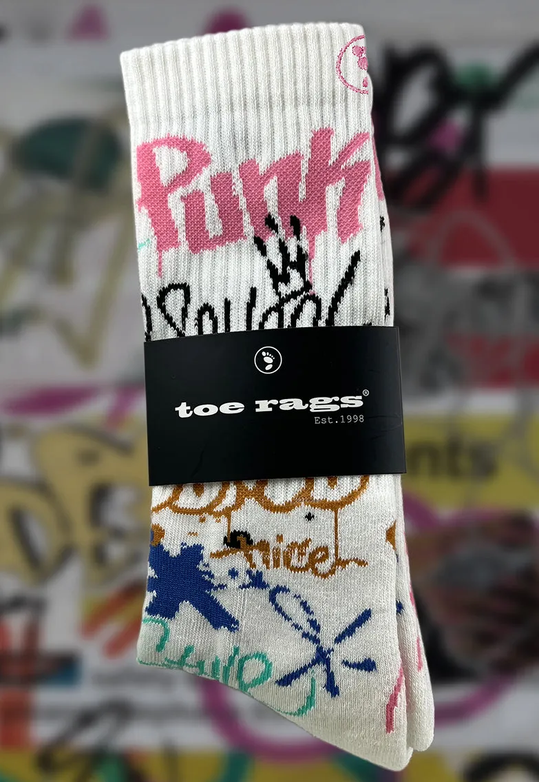 1 Pair Toe Rags® Crew Street Ecru