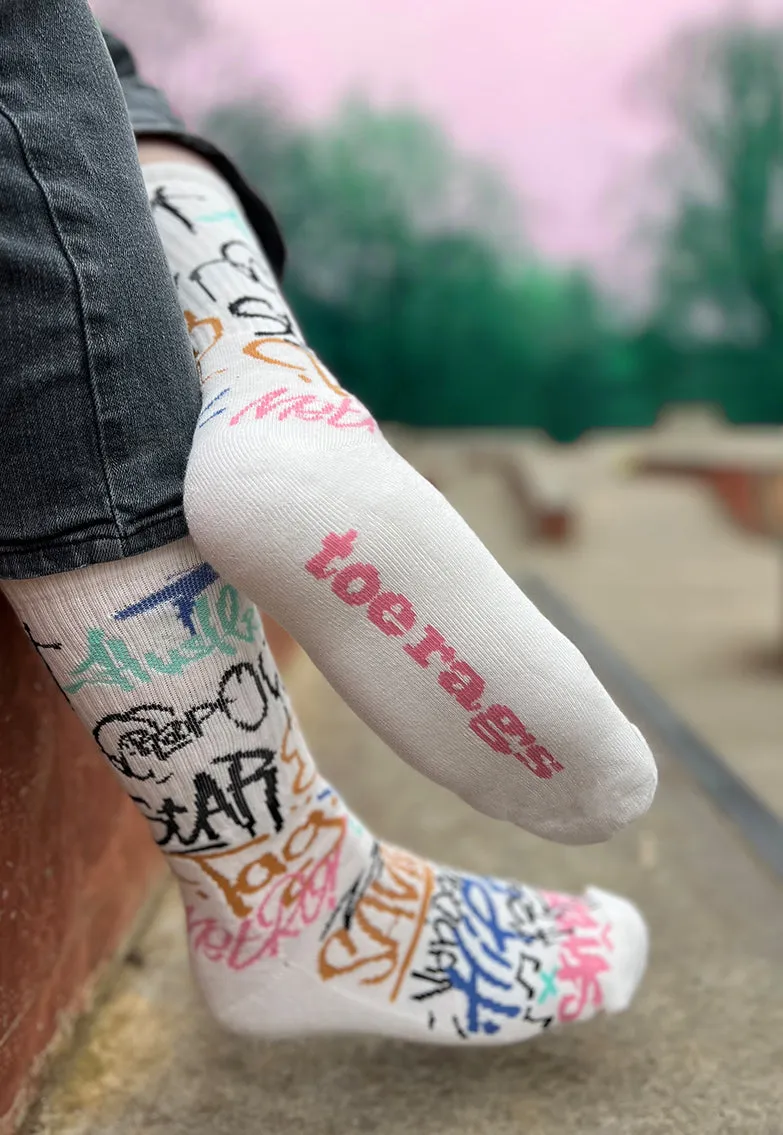 1 Pair Toe Rags® Crew Street Ecru