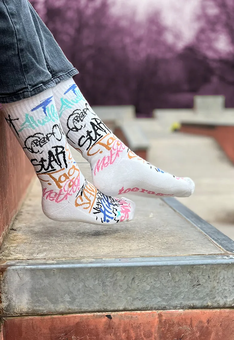 1 Pair Toe Rags® Crew Street Ecru