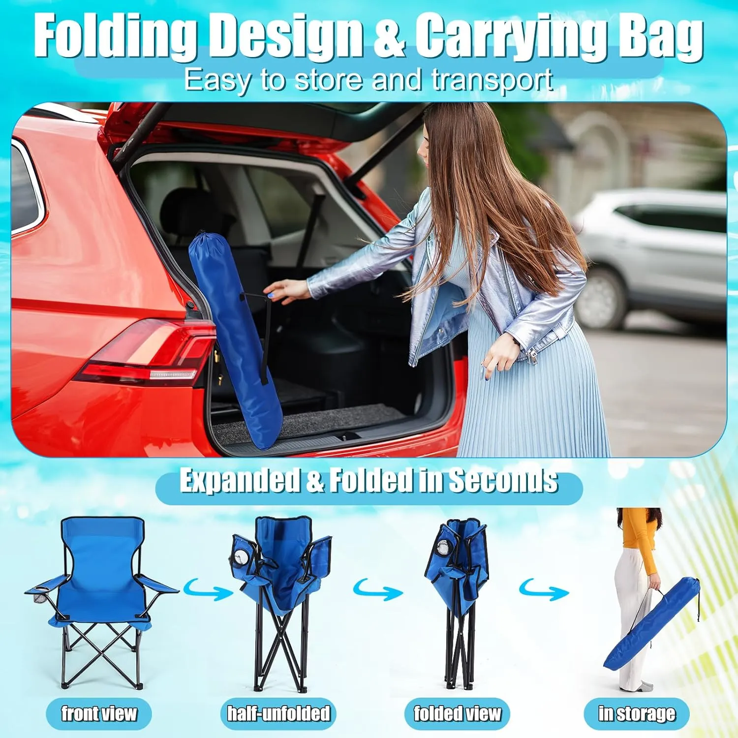 1 Set Beach Chair with Umbrella Foldable Camping Chair Fold up Umbrella with Universal Clamp Large Portable for Outdoors Fishing Camping Hiking Travel Picnic Beach