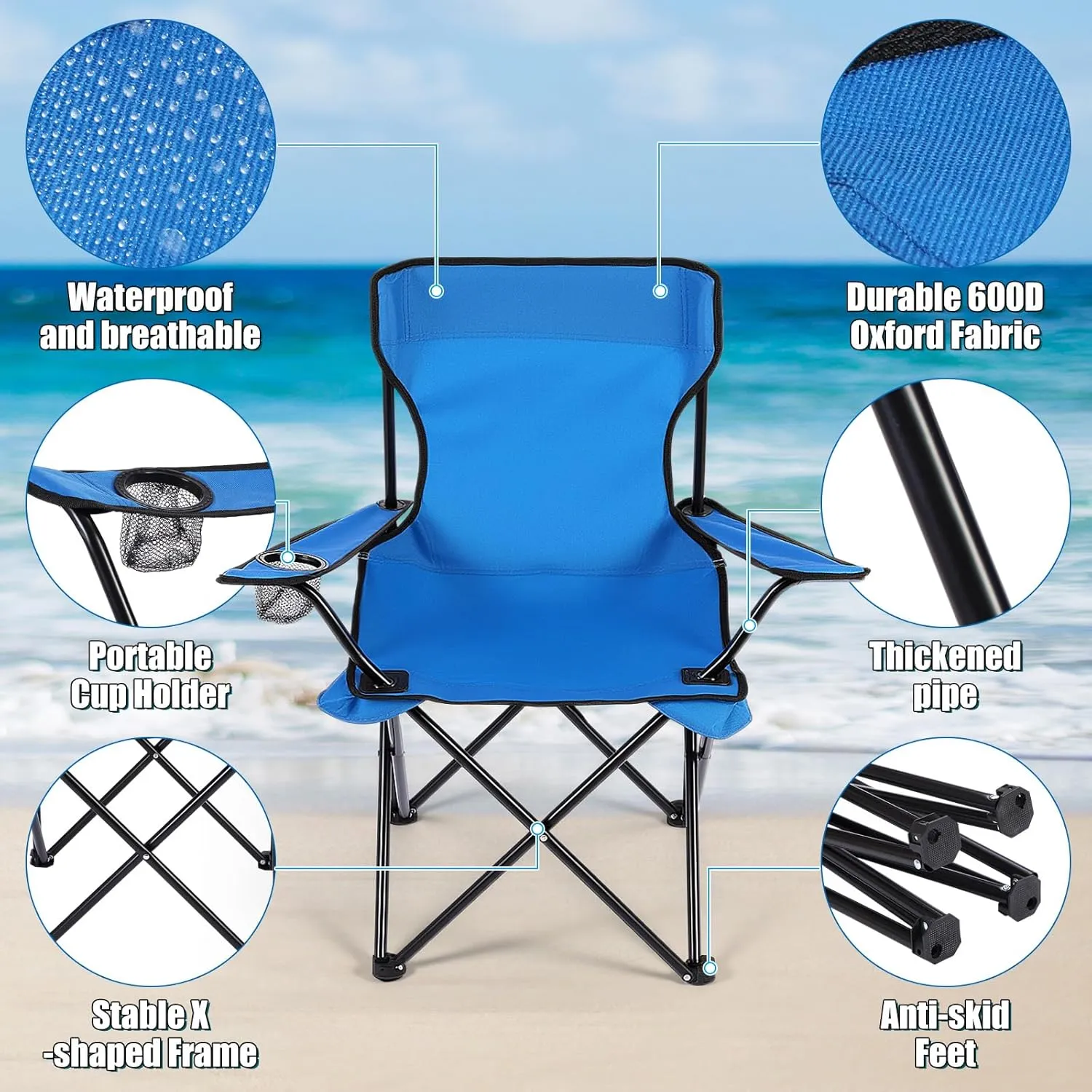 1 Set Beach Chair with Umbrella Foldable Camping Chair Fold up Umbrella with Universal Clamp Large Portable for Outdoors Fishing Camping Hiking Travel Picnic Beach