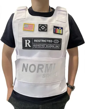 1000D Oxford Cloth Adjustable Tactical Vest Youth Army Costume,Adjustable Training Protective Outdoor Vest,Suitable for Airsoft Paintball Game Equipment（White）