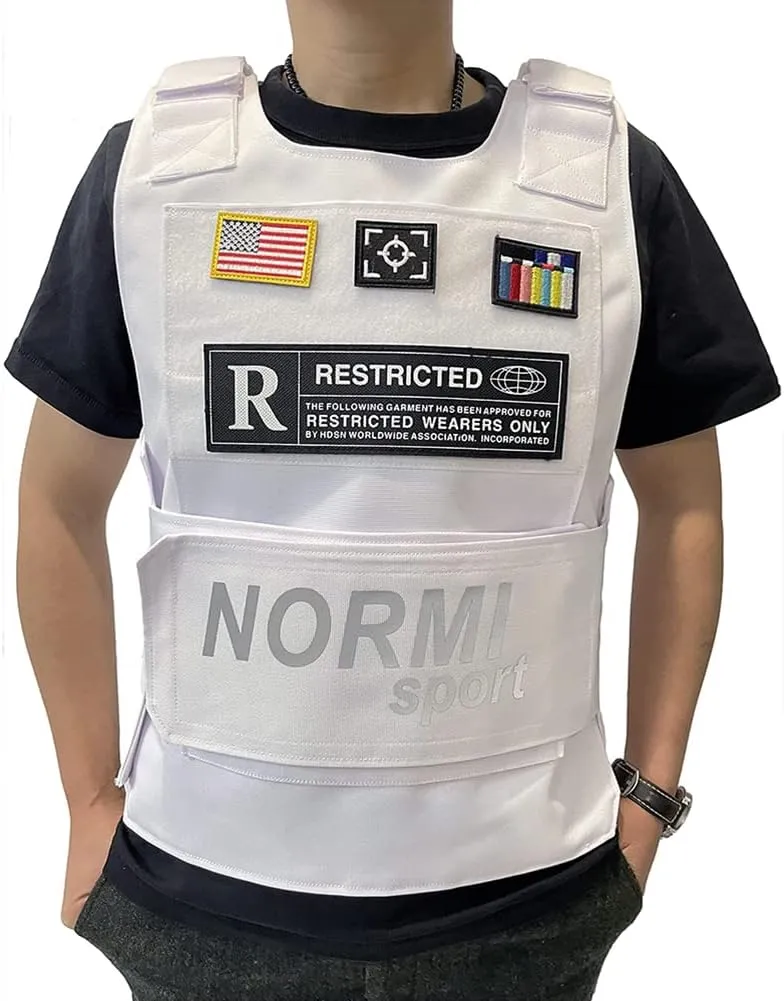 1000D Oxford Cloth Adjustable Tactical Vest Youth Army Costume,Adjustable Training Protective Outdoor Vest,Suitable for Airsoft Paintball Game Equipment（White）