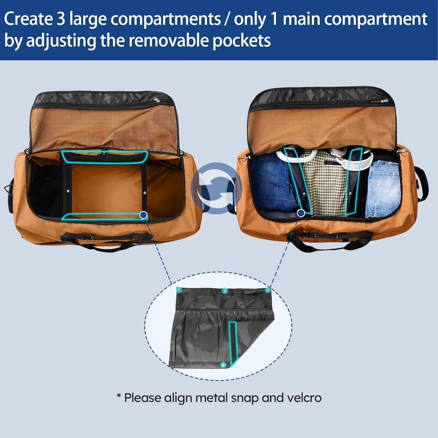 110L Expandable to 140L 32” Foldable Oxford Soft-Sided Rolling Duffle Bag with 2 Heavy-Duty Wheels,3 Large Compartments,Adjustable Shoulder Strap and Attached Organizer Pouch,Coffee