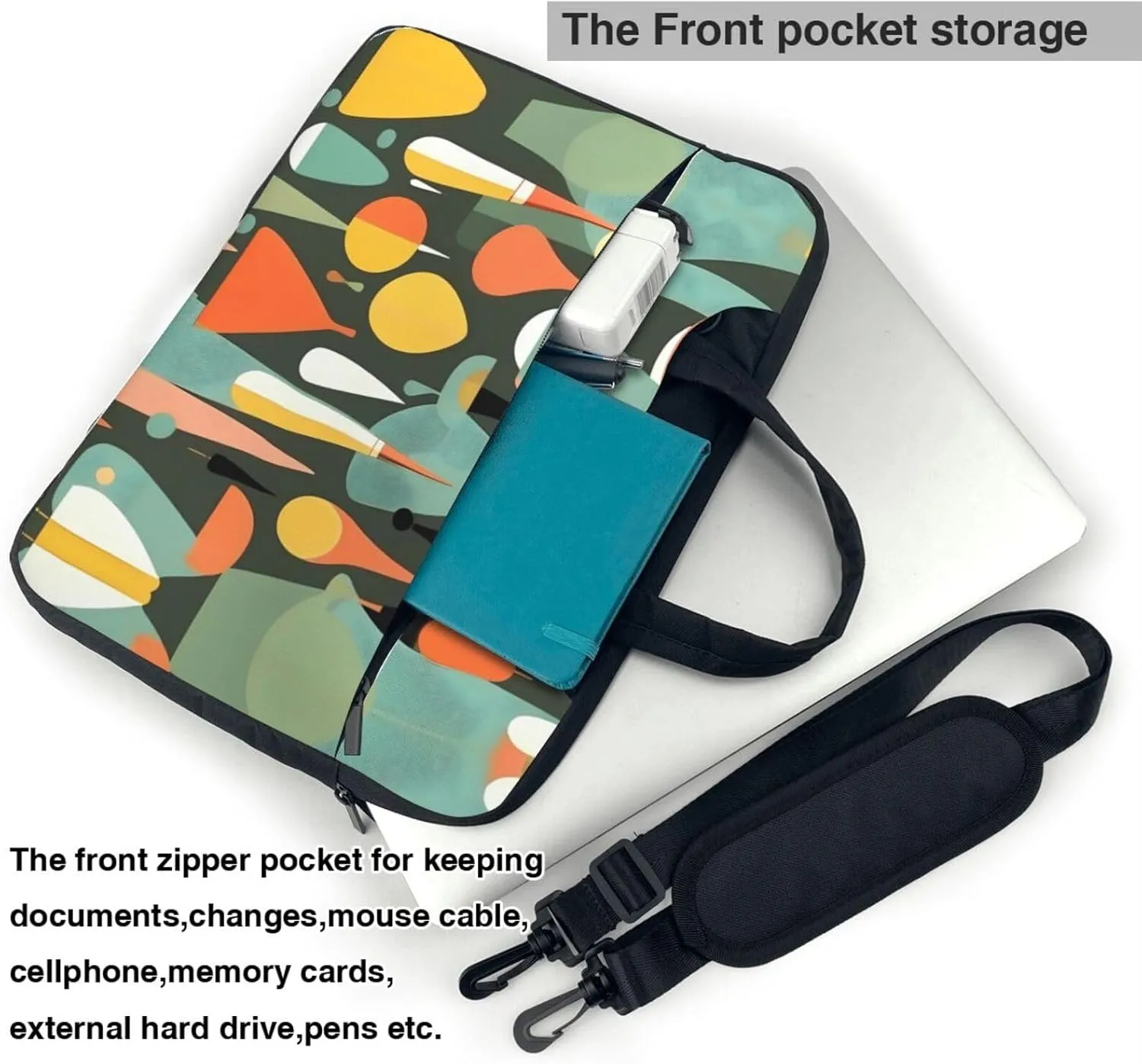 15.6-Inch Laptop Computer And Tablet Shoulder Bag Carrying Case,Business Casual,Music Note Patterns Print