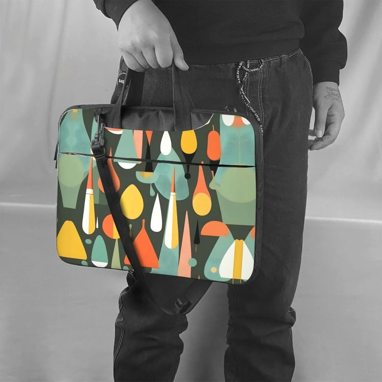 15.6-Inch Laptop Computer And Tablet Shoulder Bag Carrying Case,Business Casual,Music Note Patterns Print