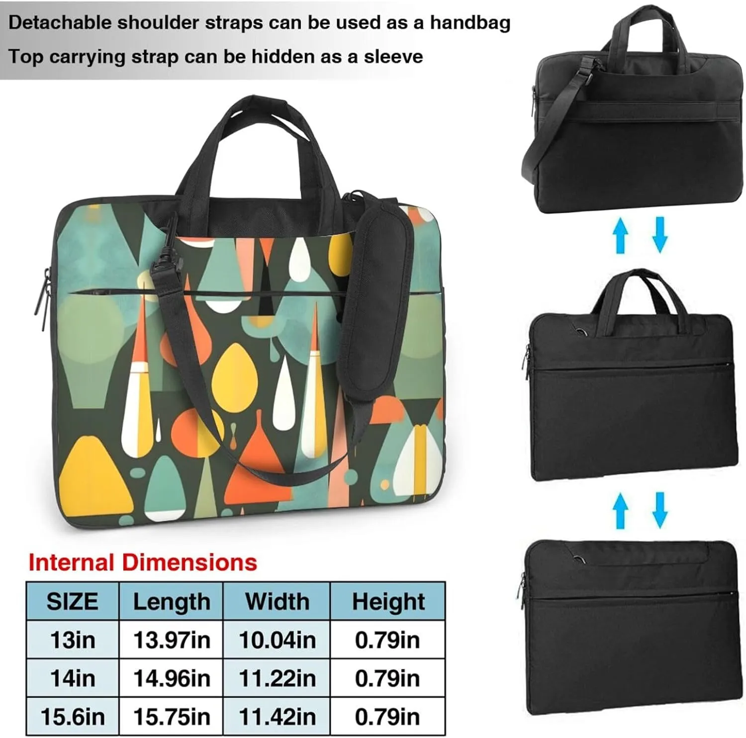 15.6-Inch Laptop Computer And Tablet Shoulder Bag Carrying Case,Business Casual,Music Note Patterns Print