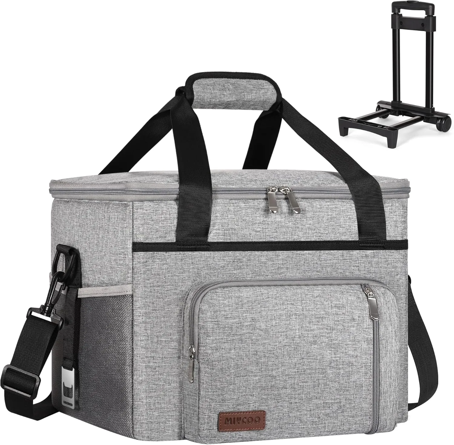2 in 1 Soft Cooler Bag with Wheels, 50-Can Leakproof Insulated Portable Rolling Cooler, Extra Large Collapsible Ice Chest Cooler for Beach, Picnic, Camping, Shopping