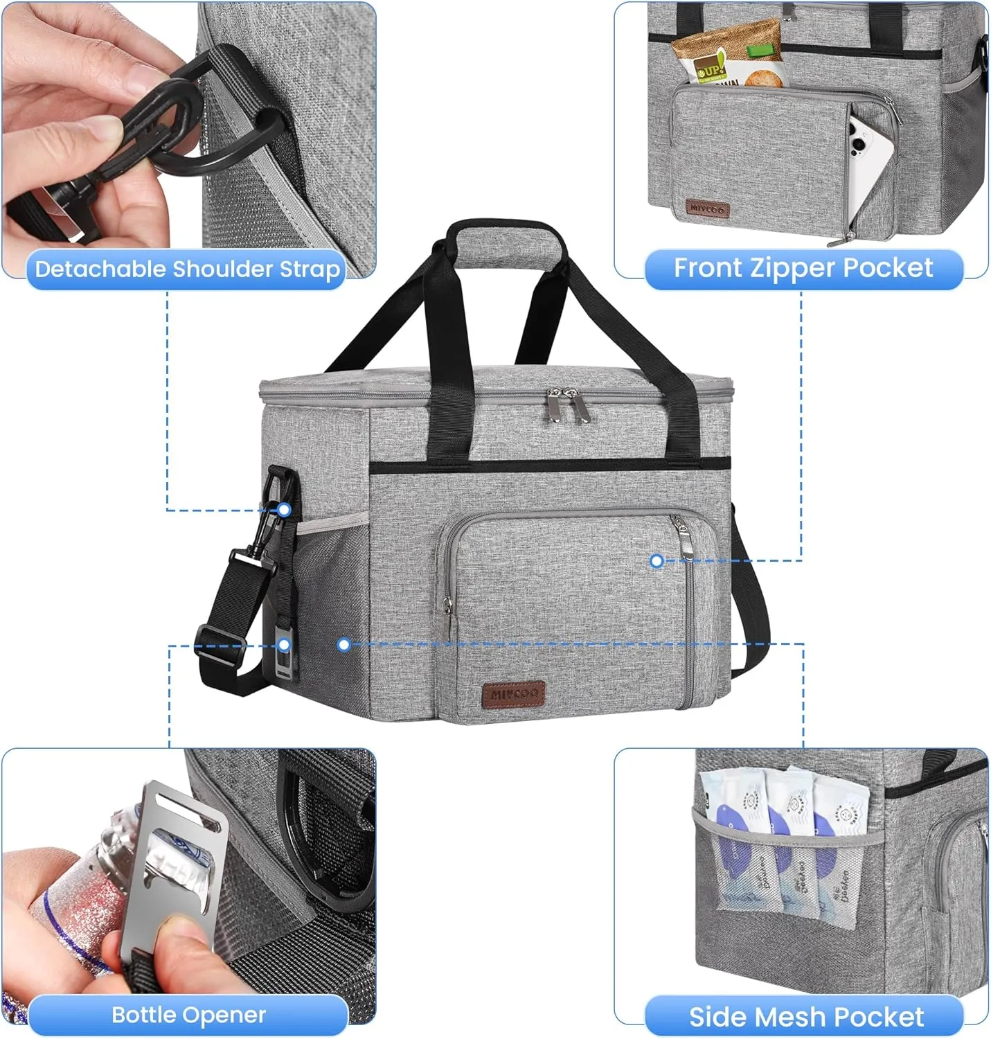 2 in 1 Soft Cooler Bag with Wheels, 50-Can Leakproof Insulated Portable Rolling Cooler, Extra Large Collapsible Ice Chest Cooler for Beach, Picnic, Camping, Shopping