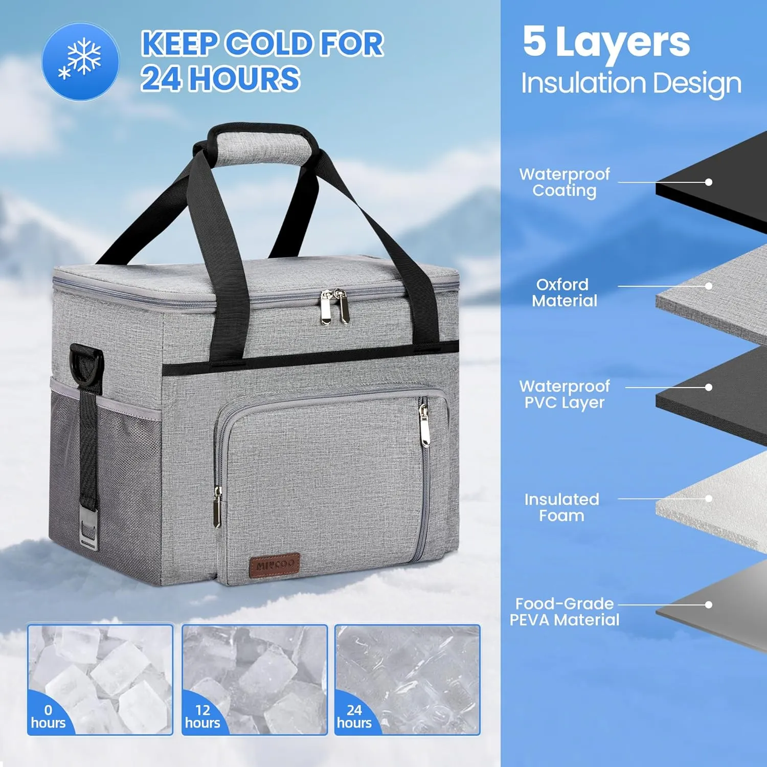 2 in 1 Soft Cooler Bag with Wheels, 50-Can Leakproof Insulated Portable Rolling Cooler, Extra Large Collapsible Ice Chest Cooler for Beach, Picnic, Camping, Shopping