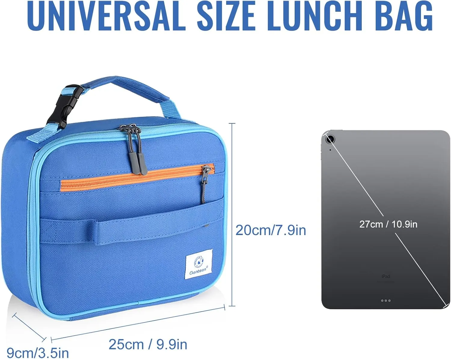 2 Packs Insulated Soft Lunch Bag With Double Zipper - Sturdy, Freezable and Reusable for Kids, Men - For School, Work, Outdoor (Black & Blue)