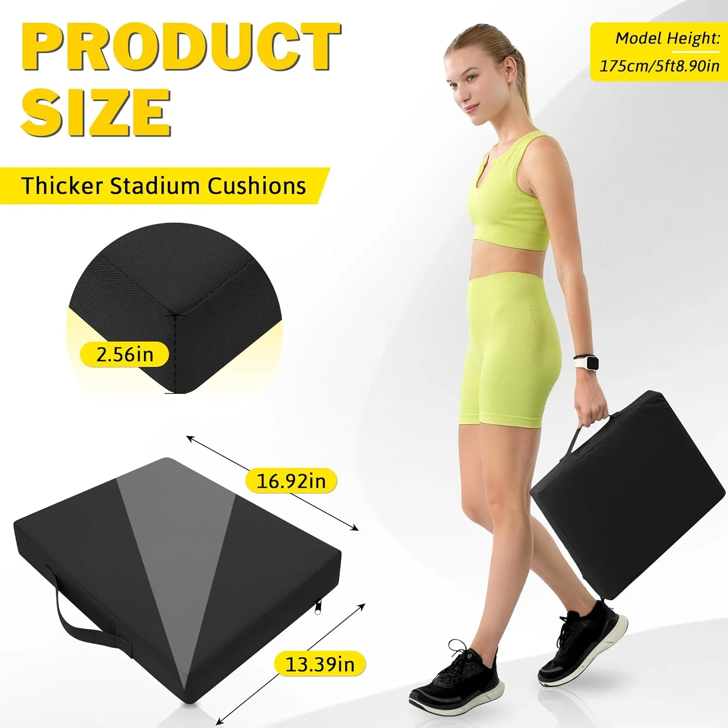 2 Pcs Stadium Seat Cushions Water-Repellent Bleacher Seat Cushions Indoor & Outdoor Seat Cushion for Bleachers Portable Stadium Cushion for Sports Events, Office Chairs, Beaches