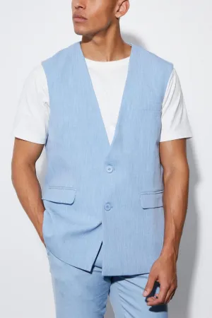 2 Piece Casual V Neck Double Button Man's Sleeveless Jacket (Waistcoat Pants)