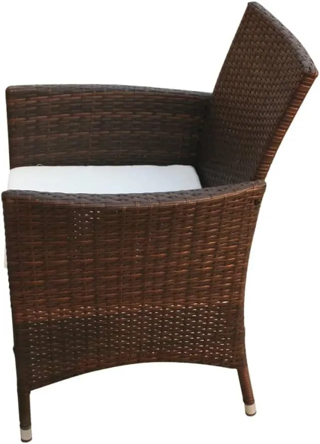 2-Piece PE Rattan Patio Chairs Set with Removable Cushions, Brown Outdoor Furniture for Poolside Garden Backyard, Durable Steel Frame & Aluminum Feet