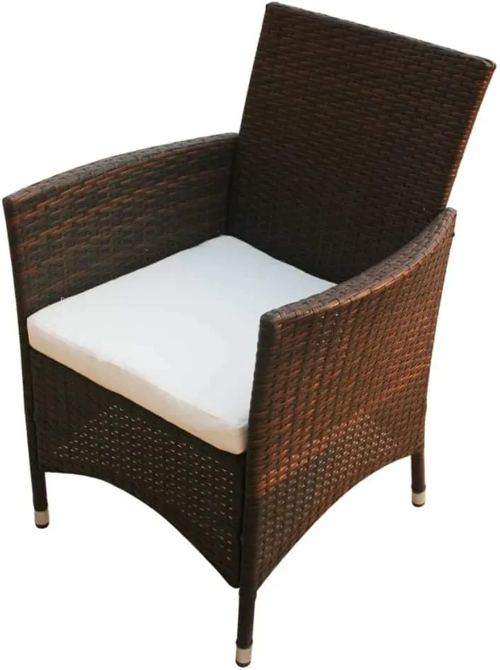 2-Piece PE Rattan Patio Chairs Set with Removable Cushions, Brown Outdoor Furniture for Poolside Garden Backyard, Durable Steel Frame & Aluminum Feet