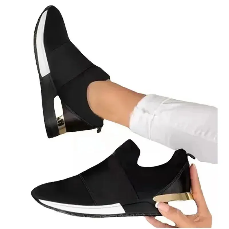 2024 Women’s Vulcanized Sneakers – Breathable Flat-Heel Sport Shoes for Spring & Autumn
