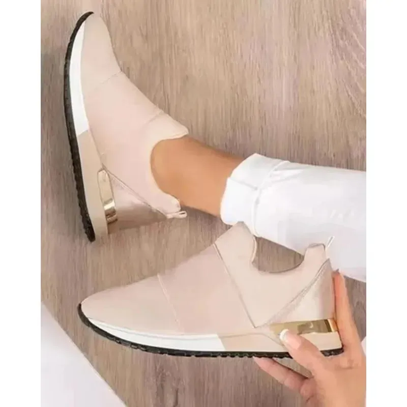 2024 Women’s Vulcanized Sneakers – Breathable Flat-Heel Sport Shoes for Spring & Autumn