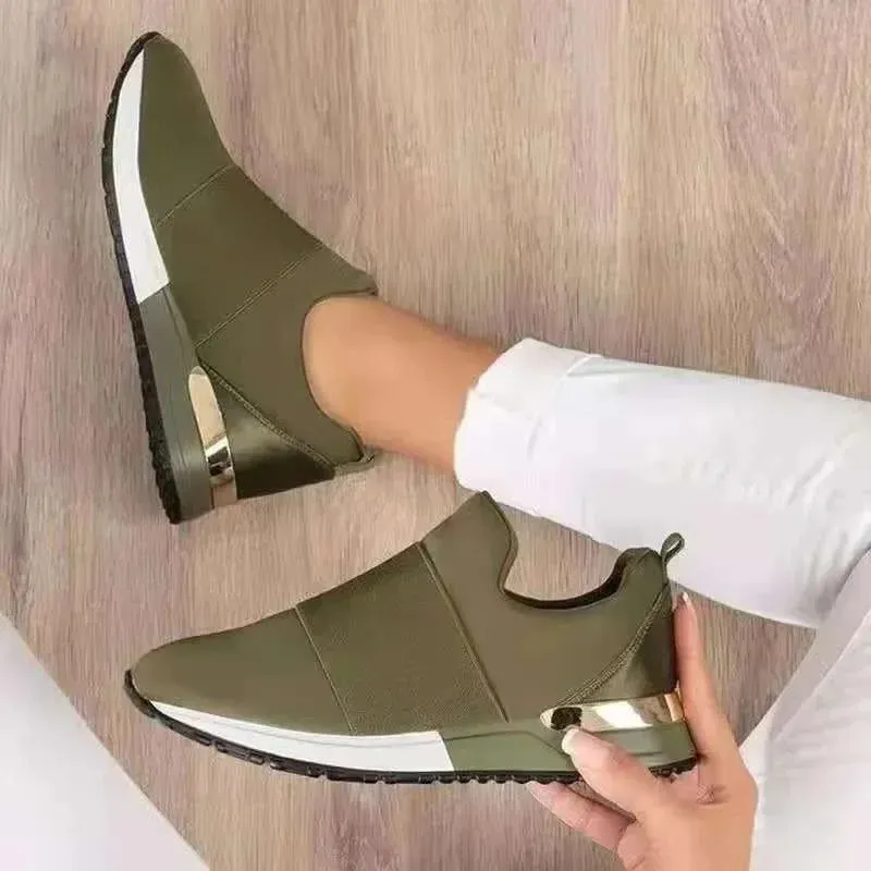2024 Women’s Vulcanized Sneakers – Breathable Flat-Heel Sport Shoes for Spring & Autumn
