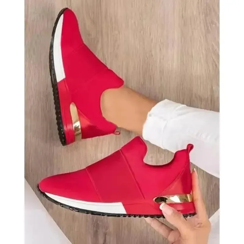 2024 Women’s Vulcanized Sneakers – Breathable Flat-Heel Sport Shoes for Spring & Autumn