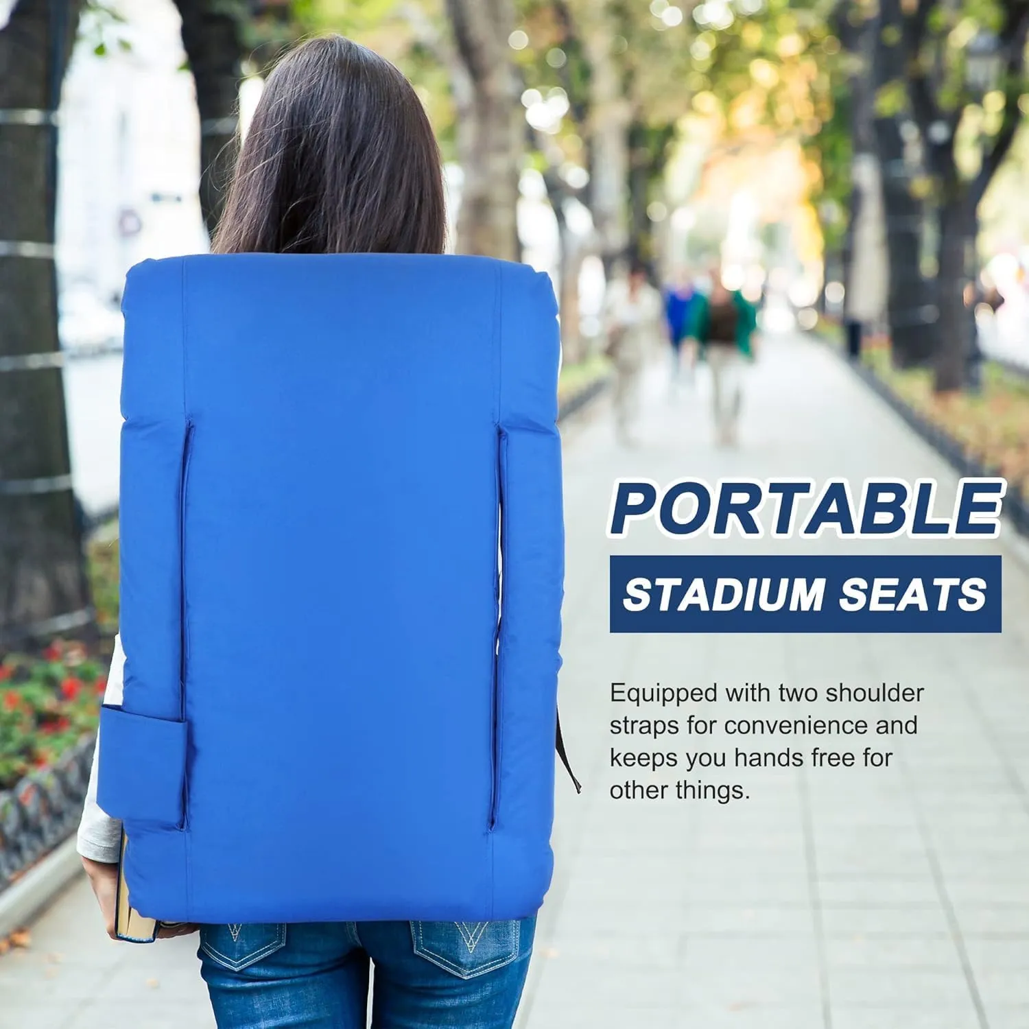 20.5"/25" Wide Stadium Seats for Bleachers Portable Outdoor Floor Chairs with Straps Armrest 6-Reclining Adjustable Back Support Water Resistant Anti-Slip Base