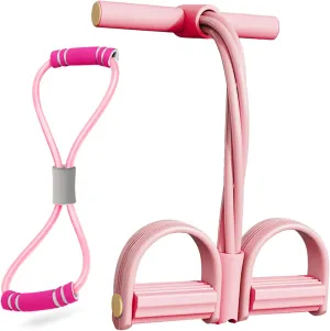 21 Fitness Resistance Bands-4 Tube Pedal Ankle Puller, Pedal Resistance Band with Handle, 2025 Upgrade Multifunction Tension Rope, for Abdomen/Waist/Arm/Leg Stretching Slimming Training