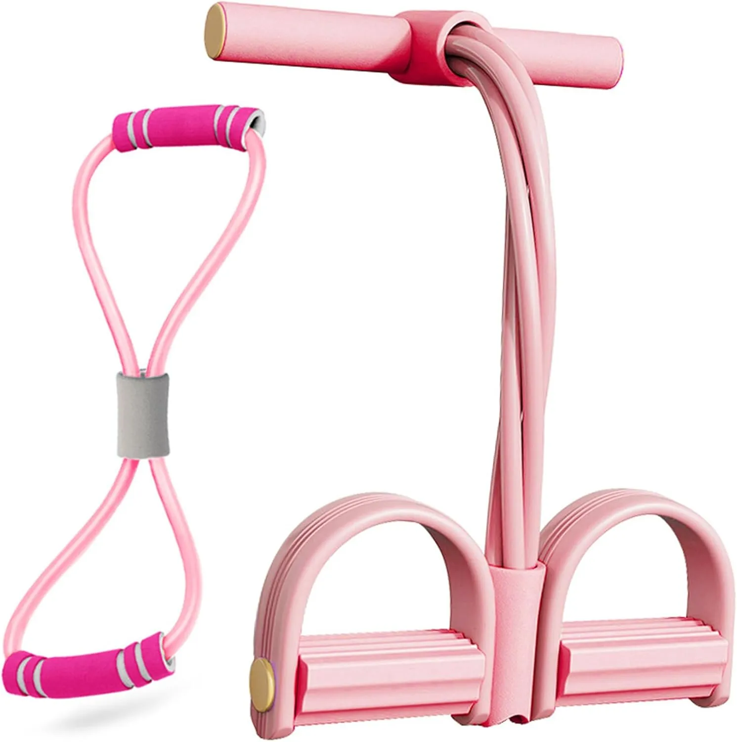 21 Fitness Resistance Bands-4 Tube Pedal Ankle Puller, Pedal Resistance Band with Handle, 2025 Upgrade Multifunction Tension Rope, for Abdomen/Waist/Arm/Leg Stretching Slimming Training