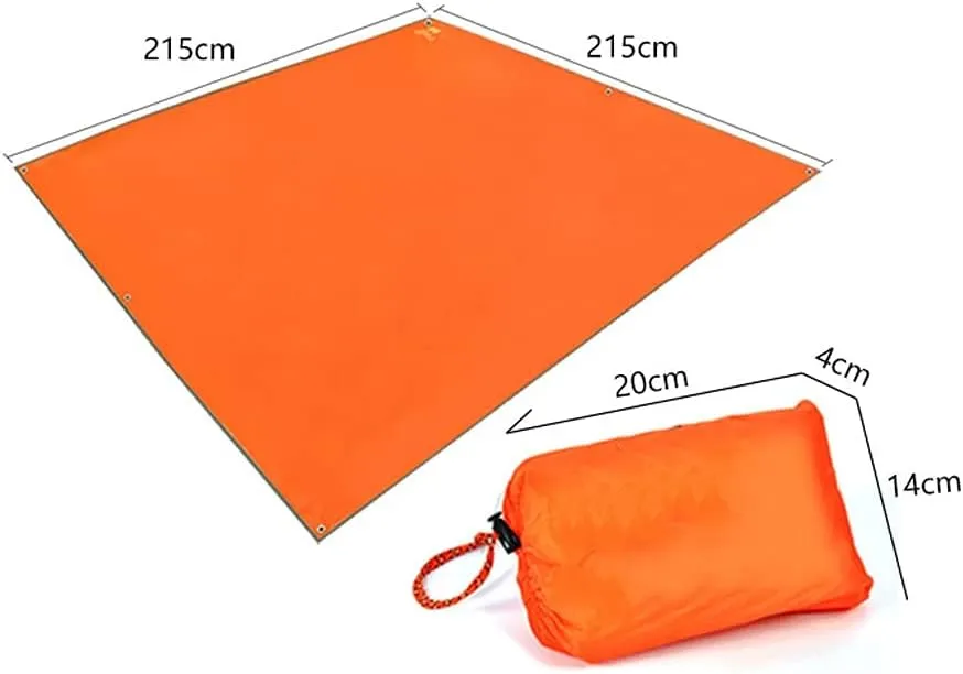 215215cm Oxford Outdoor Camping Mat Pad Waterproof Double Sided Picnic Tent Blanket Foldable Beach Mat Ground Sheet Tarp Mats (Orange A)