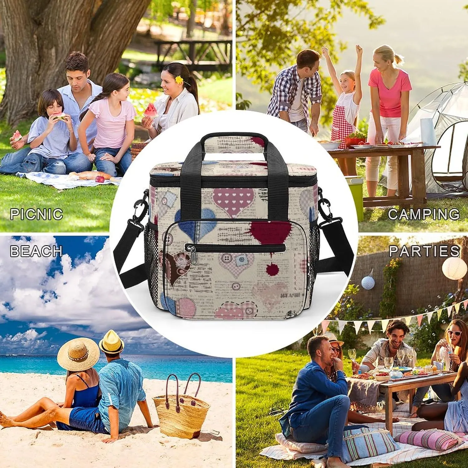 22.5L Waterproof Soft Cooler BagInsulated Lunch Box for Camping Fishing Beach Road Trips