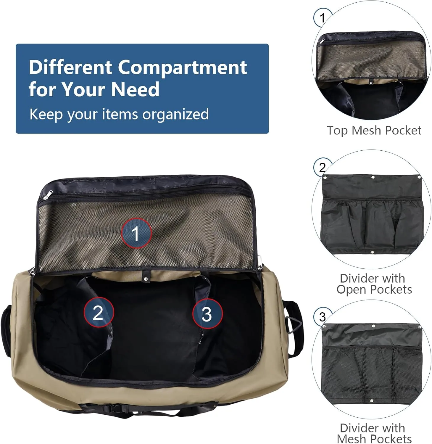 32" 110L Expandable 140L Soft-Sided Rolling Duffle Bag, Foldable Extra Large Sport Bag with 2-Inline Wheels, Army Green