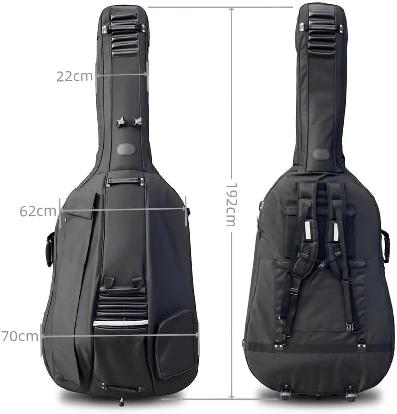 3/4 upright bass gig bag with wheels Oxford Cloth Thickened Double Bass Bag soft (Black)