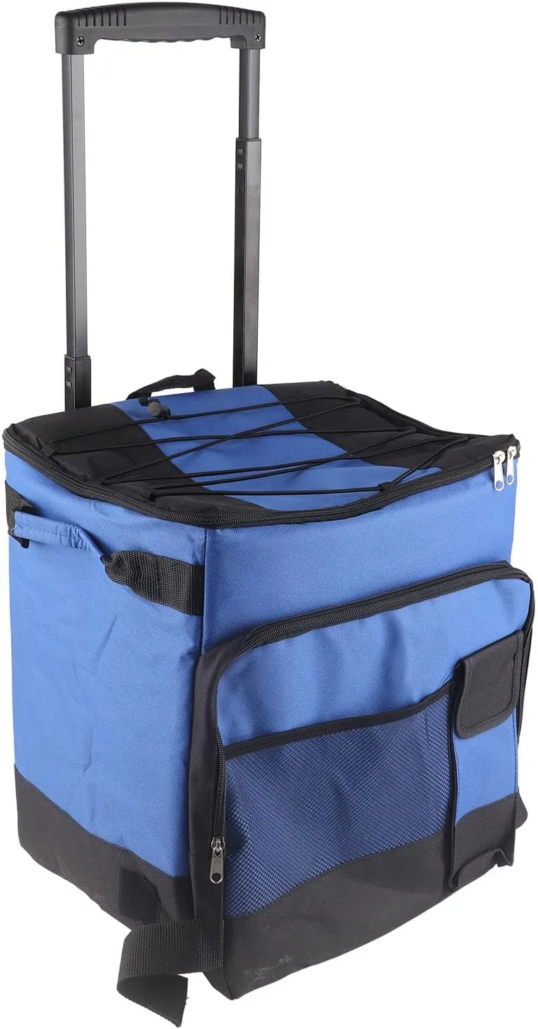 35L Large Rolling Cooler, Wheeled Portable Sports Cooler Water Beverage Dispenser, Leak Proof Trolley Soft Cooler Bag for Beach Camping Patio Travel Outdoor