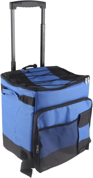 35L Large Rolling Cooler, Wheeled Portable Sports Cooler Water Beverage Dispenser, Leak Proof Trolley Soft Cooler Bag for Beach Camping Patio Travel Outdoor