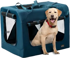 36 Inch Collapsible Soft Large Dog Crate, 3 Door Portable Dog Crates for Large Dogs, Soft Sided Dog Kennel with Chew Proof Mesh Windows, Dog House Indoor & Outdoor, Travel Dog Crate