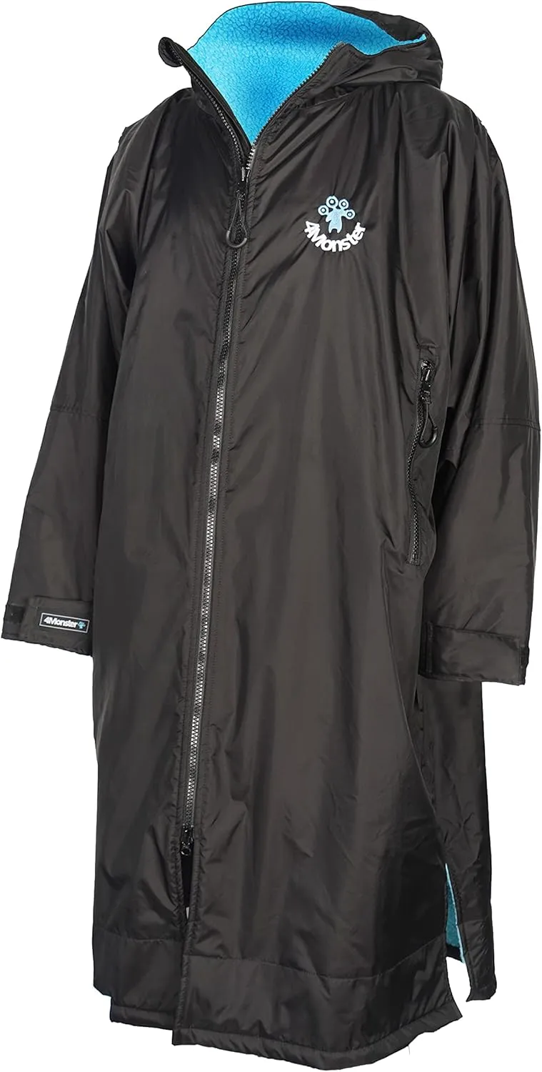 4Monster Swim Parka with Hood,Quick-dry Wetsuit Changing Robe Waterproof,Warm Coat Surf Poncho for Water Sport, Beach&Pool