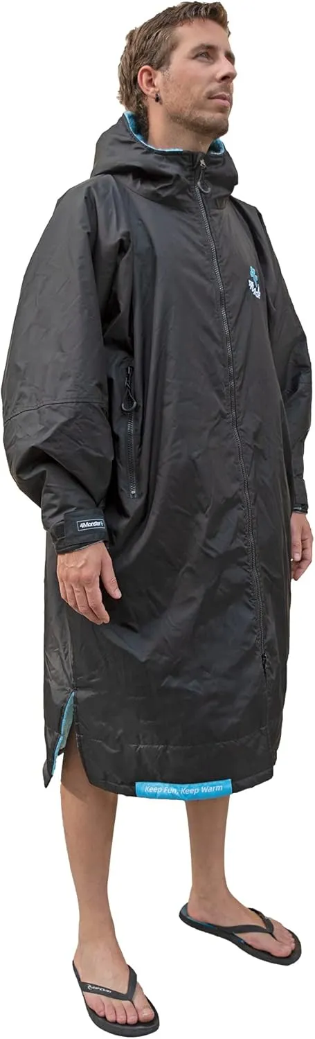4Monster Swim Parka with Hood,Quick-dry Wetsuit Changing Robe Waterproof,Warm Coat Surf Poncho for Water Sport, Beach&Pool