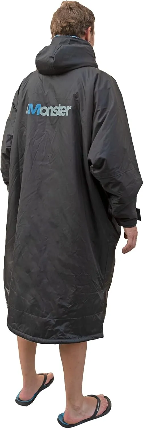 4Monster Swim Parka with Hood,Quick-dry Wetsuit Changing Robe Waterproof,Warm Coat Surf Poncho for Water Sport, Beach&Pool