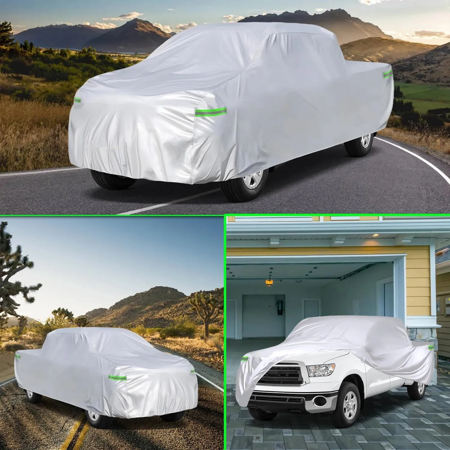 5-Layer All-Weather Waterproof Light-Weight Car Cover for Toyota Tundra.Full Car Cover Outdoor Sun Rain Snow Hail Protection,Fit for Pick-up Truck (Silver Tundra Hybrid 2022-2025)