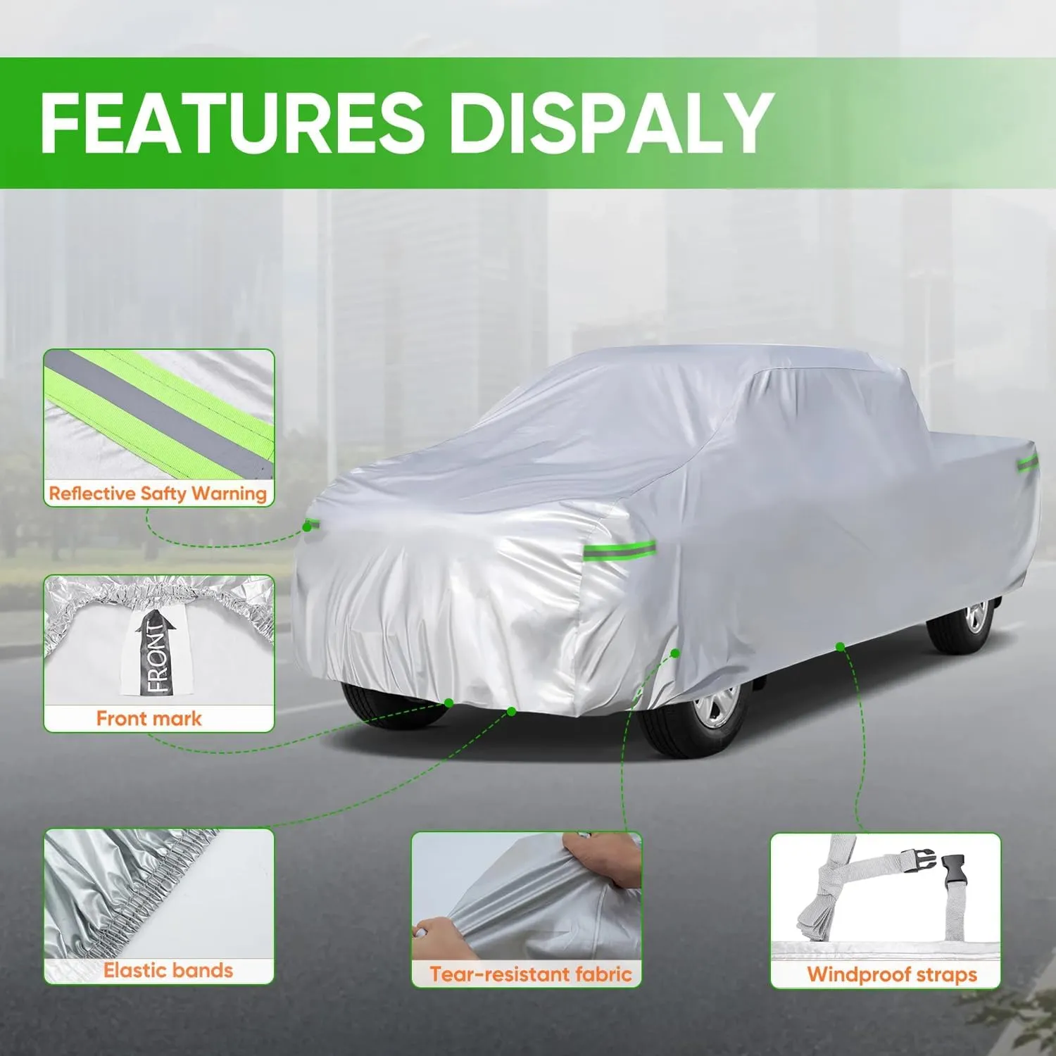 5-Layer All-Weather Waterproof Light-Weight Car Cover for Toyota Tundra.Full Car Cover Outdoor Sun Rain Snow Hail Protection,Fit for Pick-up Truck (Silver Tundra Hybrid 2022-2025)