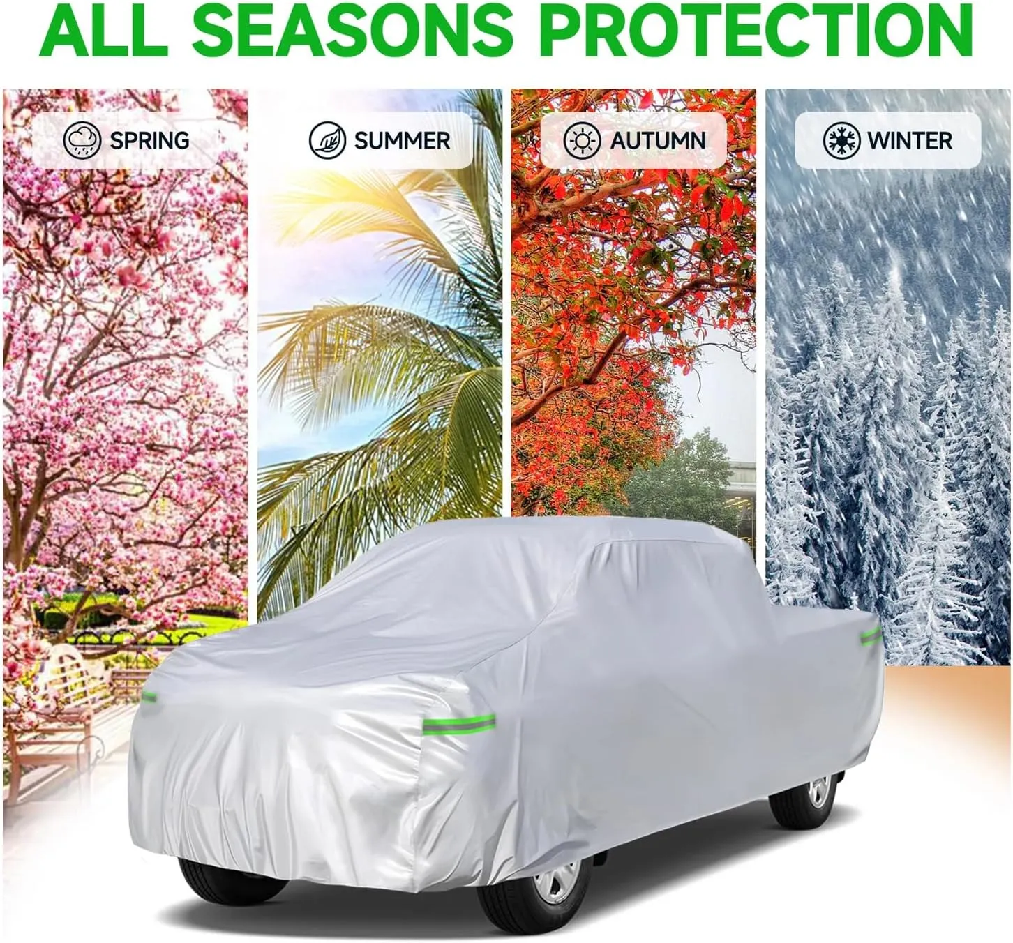 5-Layer All-Weather Waterproof Light-Weight Car Cover for Toyota Tundra.Full Car Cover Outdoor Sun Rain Snow Hail Protection,Fit for Pick-up Truck (Silver Tundra Hybrid 2022-2025)