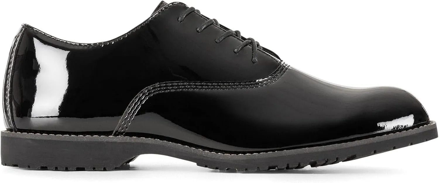 5.11 Tactical Men's Hi-Gloss Duty Oxford Uniform Shoes - High-Shine Leather, Vibram Outsole - Premium Military Dress Footwear, Style 12468