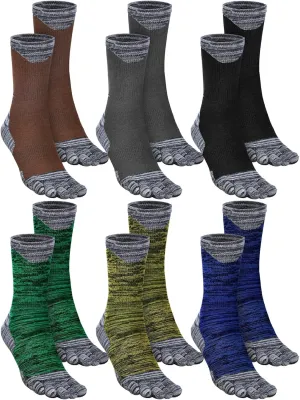 6 Pairs Women Toe Socks Cotton Crew Breathable Socks with Toes for Women Men Athletic Running