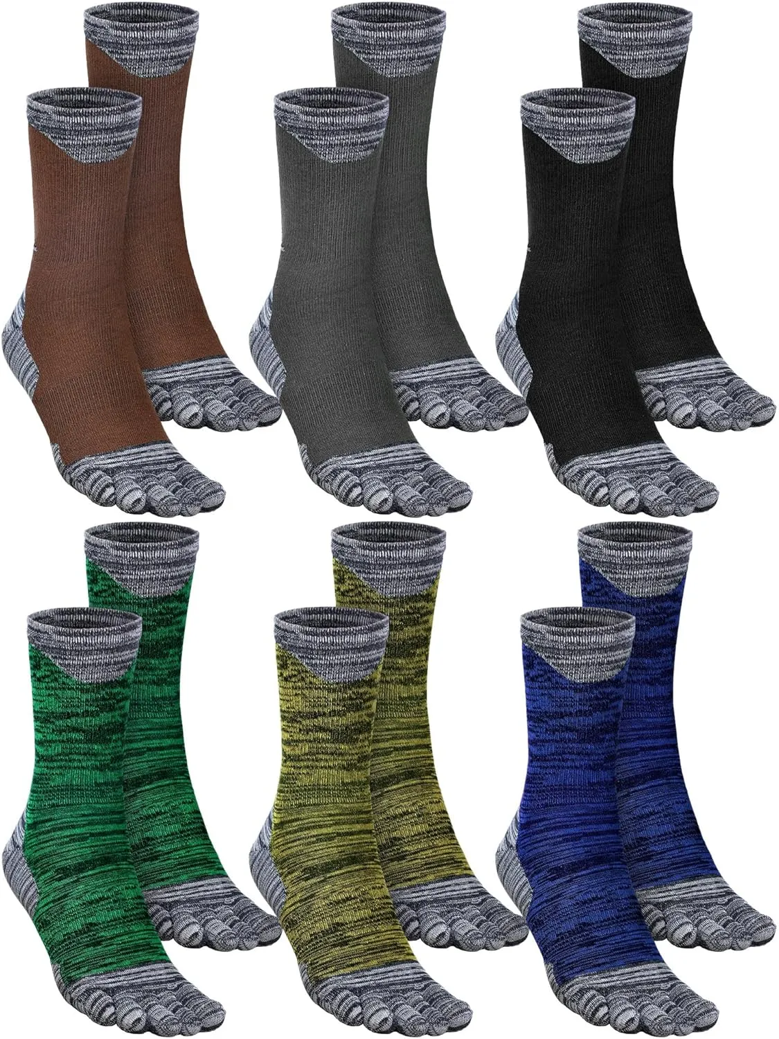 6 Pairs Women Toe Socks Cotton Crew Breathable Socks with Toes for Women Men Athletic Running