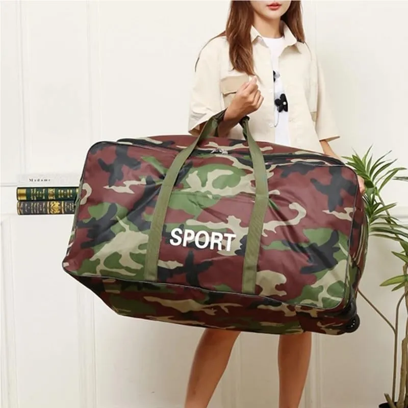 600D Camouflage Luggage Moving Big Bag Thick Waterproof Oxford Cloth Moving Artifact Large Storage Men's Travel Bags Duffle Bag(Camouflage)