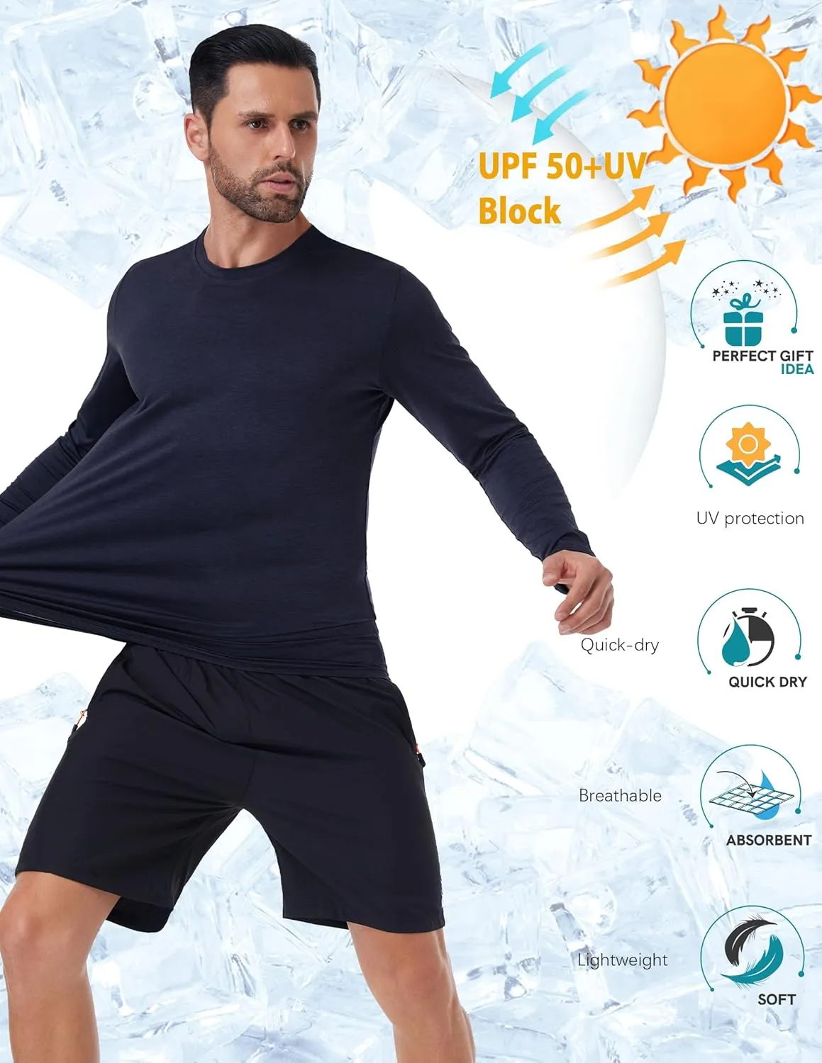 7 Pack Long Sleeve Shirts for Men Moisture Wicking Sun Protection UV UPF 50  SPF Performance Quick Dry T-Shirt for Casual
