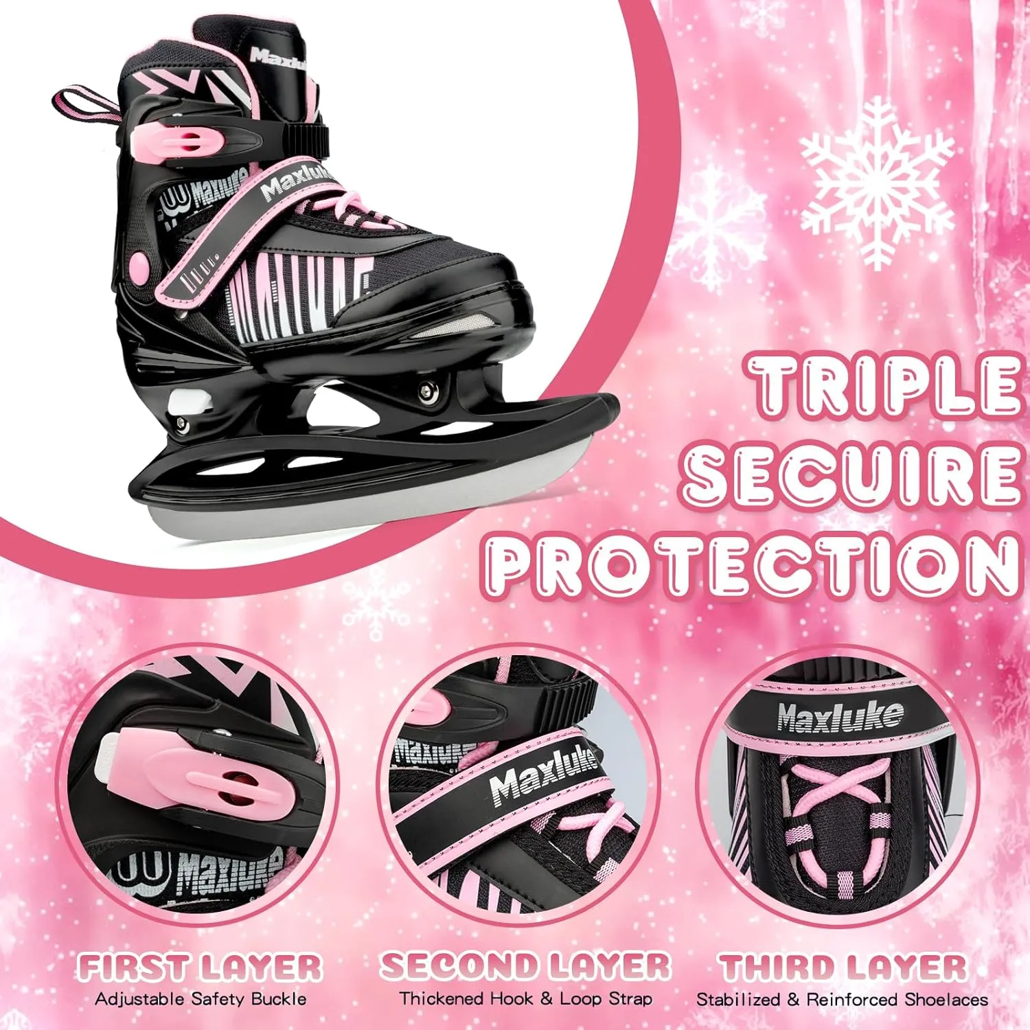 Adjustable Ice Skates for Kids, Boys Ice Hockey Skates for Girls, Toddler, Youth Iceskates with Large Skate Bag, Soft and Comfortable Lining Ice Skating Shoes for Outdoor and Rink
