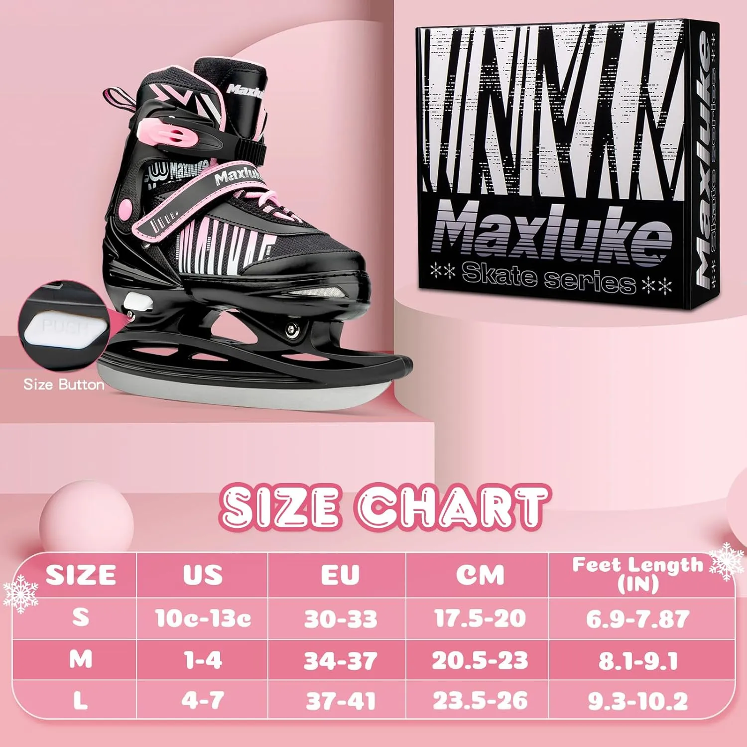 Adjustable Ice Skates for Kids, Boys Ice Hockey Skates for Girls, Toddler, Youth Iceskates with Large Skate Bag, Soft and Comfortable Lining Ice Skating Shoes for Outdoor and Rink