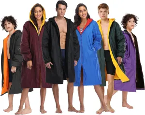 Adoretex Unisex Swim Parka Water Resistant Warm Coat Water Sports Swim Parka for Adults & Kids-PK005-Black/Red-AXXXL
