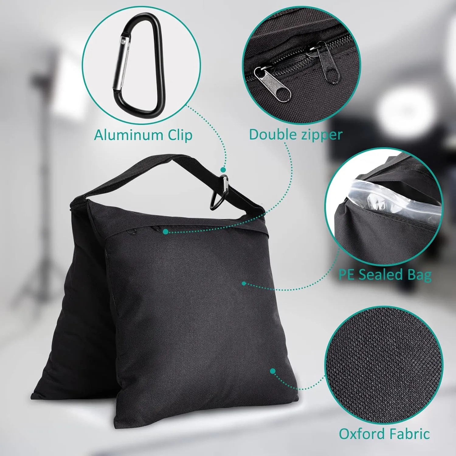 Aimosen 12 Packs Sandbags Weight Bags for Light Stand Photography Video Support, Heavy Duty Saddlebags for Backdrop Stand, Photo Tripod, Canopy, Pop up Tent, Umbrella Base, Fishing Chair, Wedding Shed
