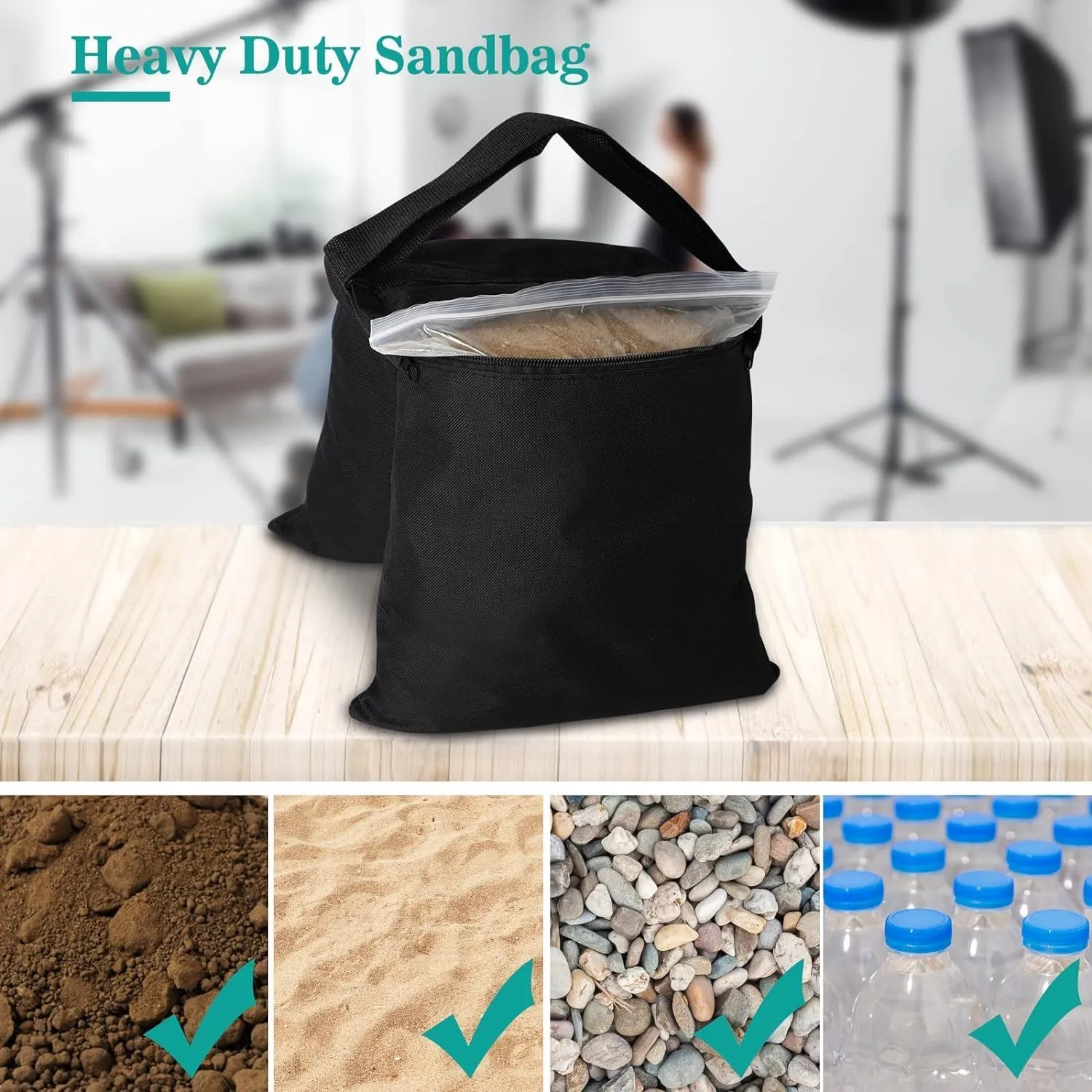 Aimosen 12 Packs Sandbags Weight Bags for Light Stand Photography Video Support, Heavy Duty Saddlebags for Backdrop Stand, Photo Tripod, Canopy, Pop up Tent, Umbrella Base, Fishing Chair, Wedding Shed