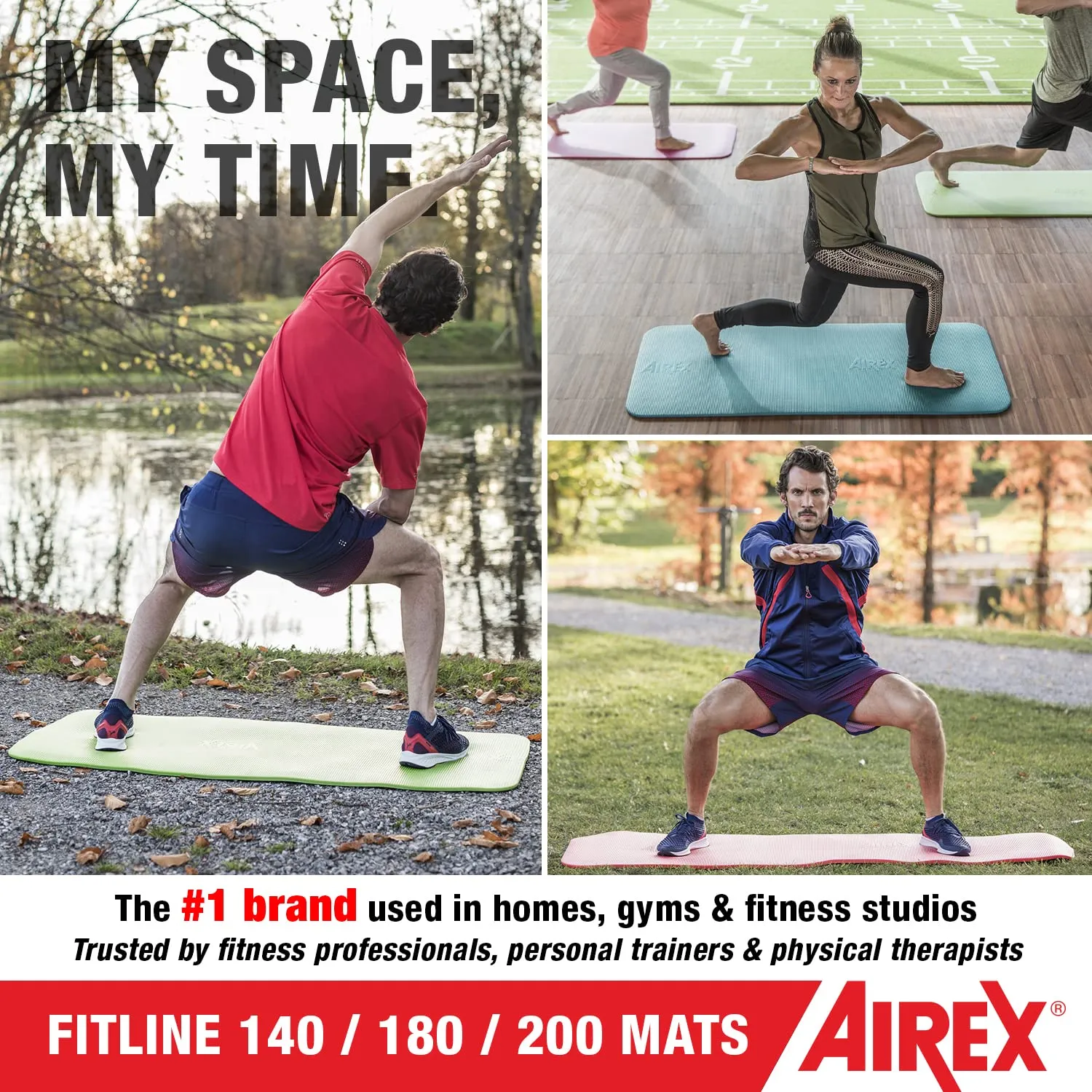 Airex Fitline 180 Workout Exercise Mat for Fitness, Gym Floor, Yoga, Pilates - Pink, 23" x 72" x 0.4"